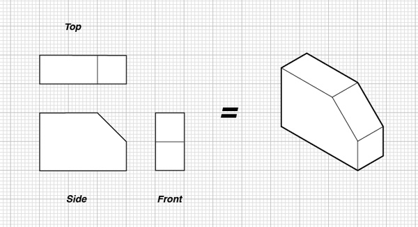 orthographic drawing with dimension